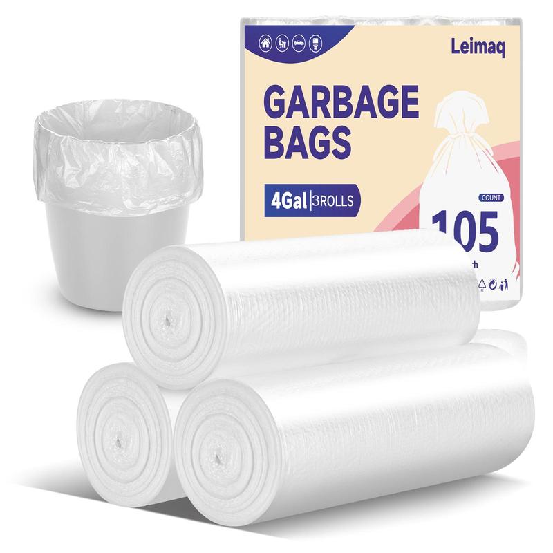 4 Gallon Trash Bag Strong, Leakage-free, Small Garbage Bags Unscented Thick for Home Bathroom, Office, Kitchen Small Trash Can, 15l, 100 Bags 0