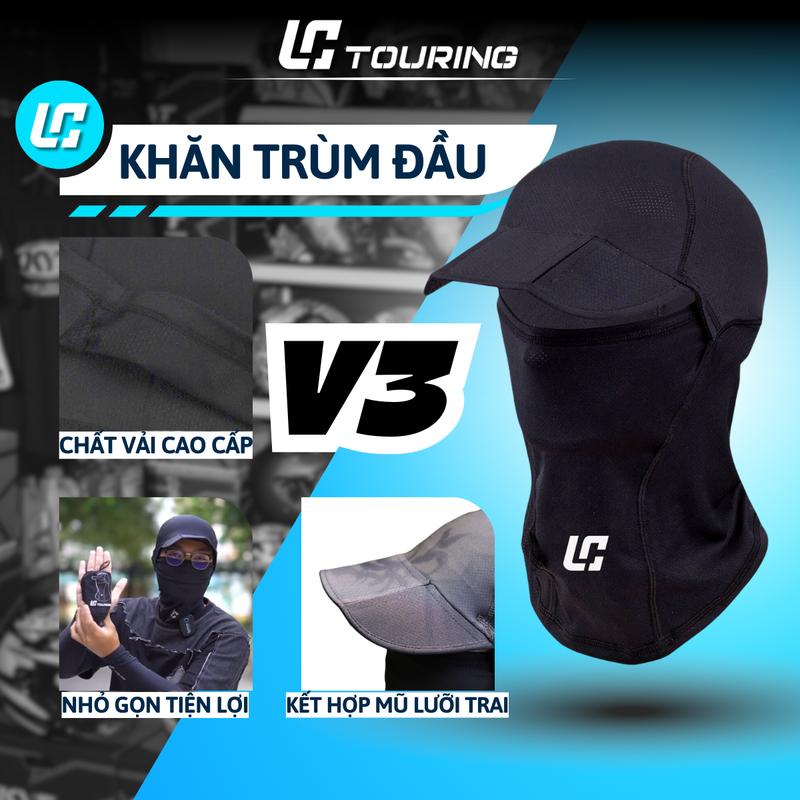  Khăn trùm đầu Ninja Fullface chống nắng có mũ lưỡi gấp gọn chất liệu thun co dãn thoáng khí - LC Touring Style 