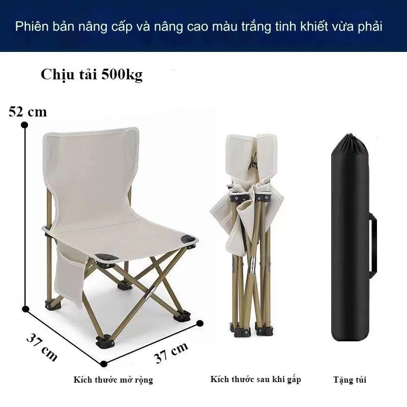 Ghế câu cá, dã ngoại tựa lưng ngoài trời gấp gọn khung hợp kim chắc chắn, vải oxford 600D MT CAMPING 7