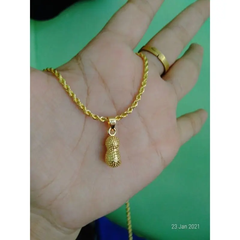 terlaris kalung tambang kacang anak dan dewasa lapis emas anti karat anti luntur bisa cod
