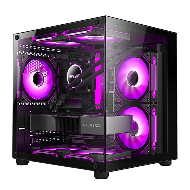 Product Introduction of 270 Degree Glass PC Case Transparent Desktop Computer Tower For M-ATX/ITX Motherboard SSD 7 Air Cooling Fans 320mm Graphic Card 12