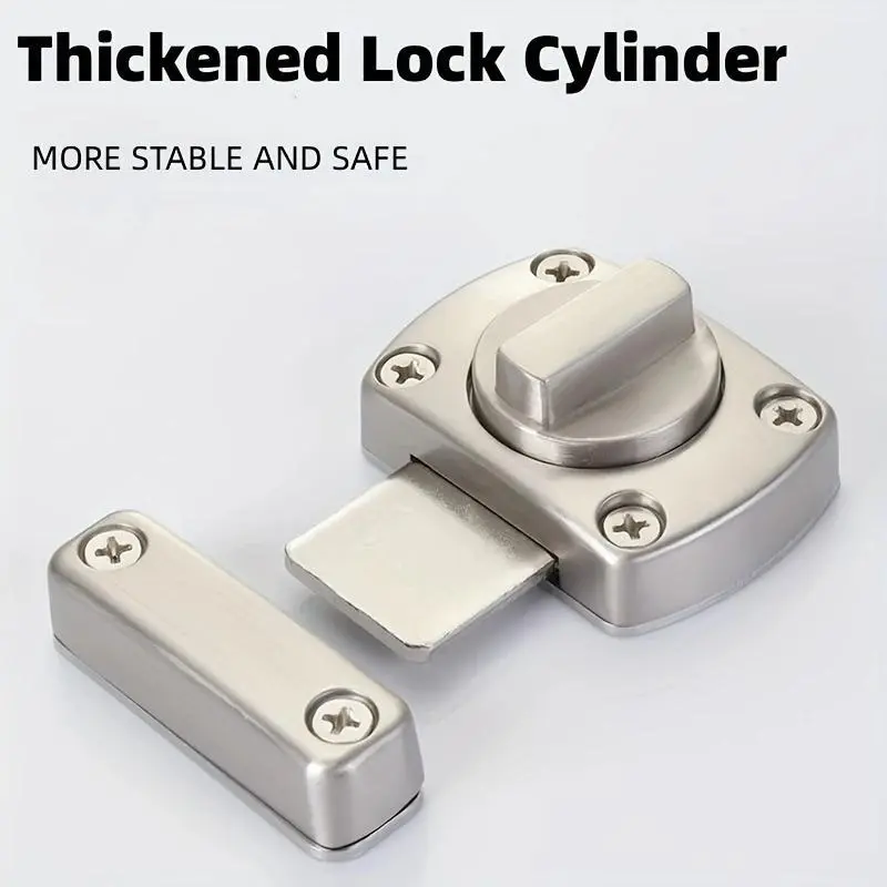 Adjustable Backset Stainless Steel Swivel Bolt Door Lock, Push Button Controlled Mechanical Knob Security Solution for Home Protection 4