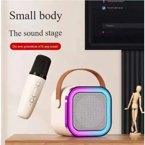 Loa Bluetooth tích hợp, K12, Thích hợp cho Karaoke tại nhà và phát lại nhạc trong bữa tiệc, Loa khiêu vũ hình vuông không dây, Có sẵn trong kho, Loa có micrô
