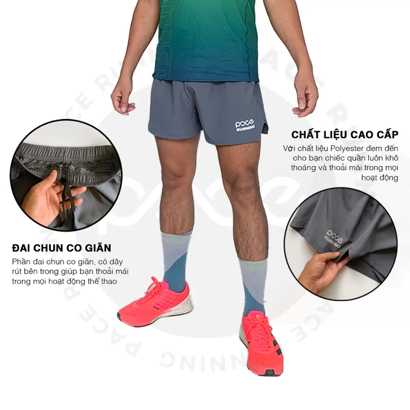 Quần Thể Thao Nam PACE DAILY Có Túi Đựng Điện Thoại Quần Đùi Chạy Bộ Thoáng Khí Thấm Hút Mồ Hôi Q2 2