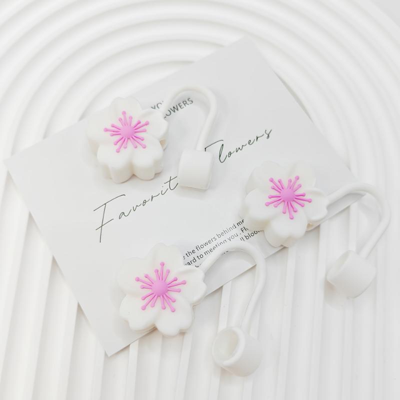 1pc/3pcs/7pcs Flower Shaped Straw Tip Covers, Reusable Dustproof Leakproof Straw Plugs, Cups Accessories, for Holiday season, Valentine's Day, Thanksgiving, festive parties Drinkware Plastic 3