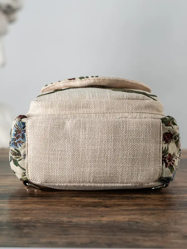 Boho Style Embroidered Backpack, Bohemian Vintage Style Multi-compartment Backpack, Fashionable Backpack for Women & Men 6
