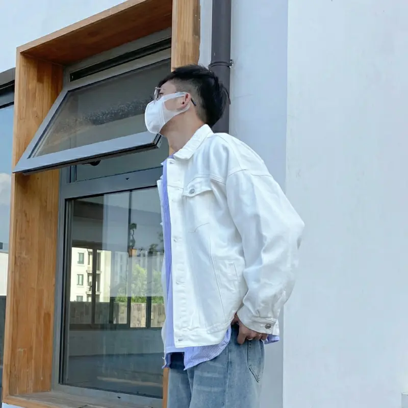[vip] Áo khoác kaki unisex màu trắng Showbiz hàng độc cao cấp tại BB Jeans Màu trắng Menswear Nam 1
