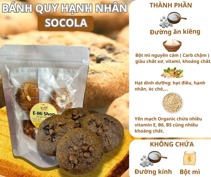 Bánh Quy Hạnh Nhân Chocolate- Ăn Vặt Eatclean- Không Đường, Mẹ Bầu, Gymer, dùng tốt cho sức khỏe 1