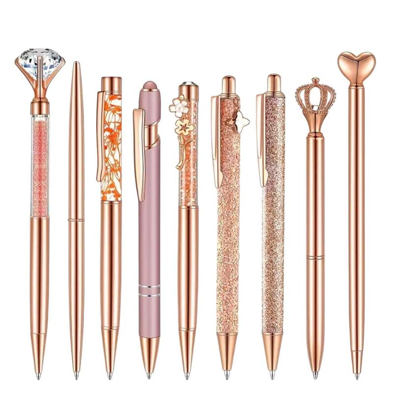 Glitter Ballpoint Pen Set, 1 Set Artificial Diamond Pen, Creative Metal Pen for Students, Wedding Desk Supplies Gift, Easter Gifts 1
