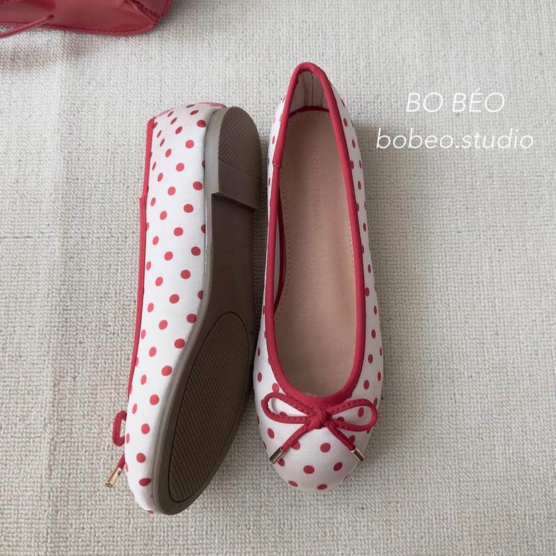 GIÀY BỆT NƠ CHẤM BI ĐỎ COQUETTE BALLETCORE 7