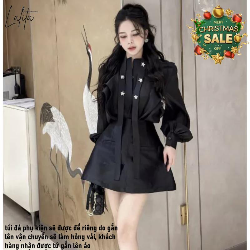 Set áo voan đính đá kèm chân váy tafta Llita chất cao cấp có Bigsize mã S9