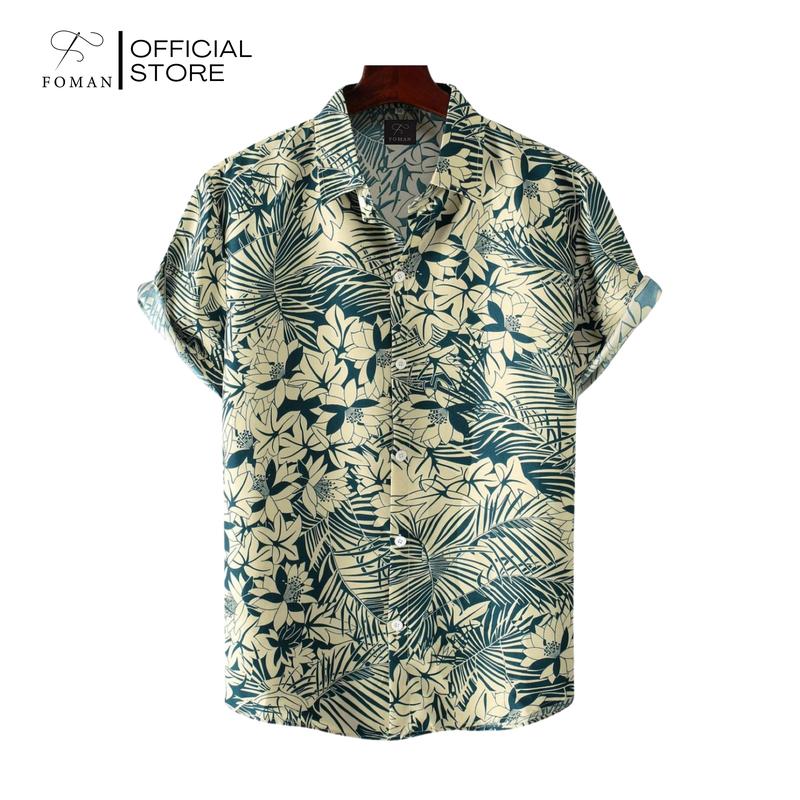 Áo sơ mi tay ngắn nam FOMAN chính hãng, hoạ tiết Tropical Plant, vải Lụa Mango thoáng mát, thấm hút, mềm mịn, không nhăn đầy màu sắc sang trọng Menswear