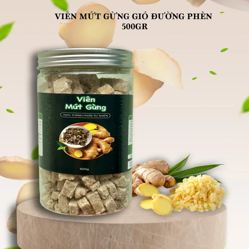 Viên ngậm viên mứt gừng gió đường phèn - combo 2 hộp 500Gram - [1KG] - Foods 0