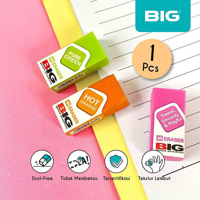 Gambar 1 Pcs BIG Penghapus / Eraser Pensil Warna Warni Colour Kecil Dust Free ER-9403 dari bigstationery Kota Surabaya Tokopedia