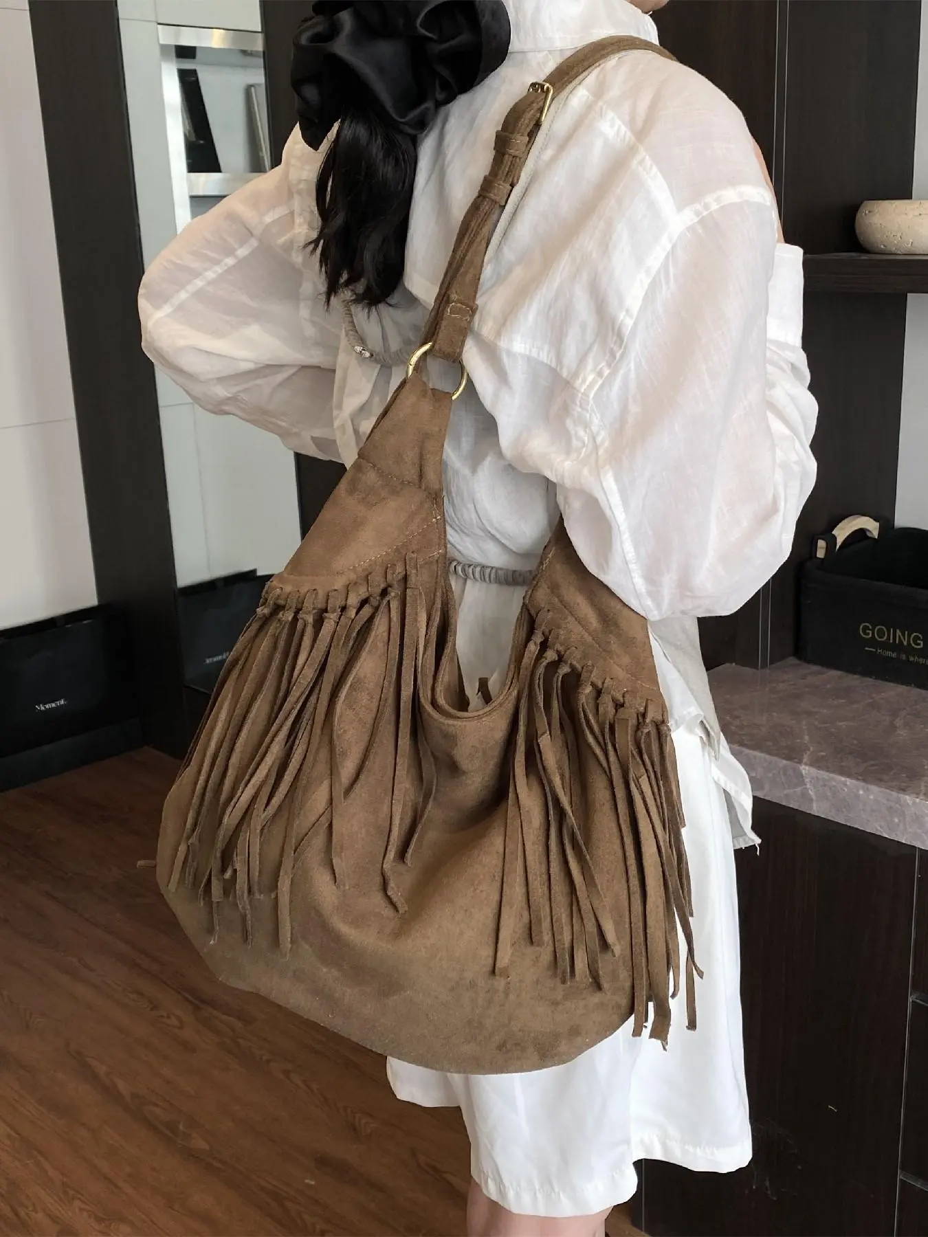 Women's Fashionable Solid Color Fringe Design Crossbody Bag, Casual Versatile Shoulder Bag for Daily Used, Trendy All-match Commuter Bag