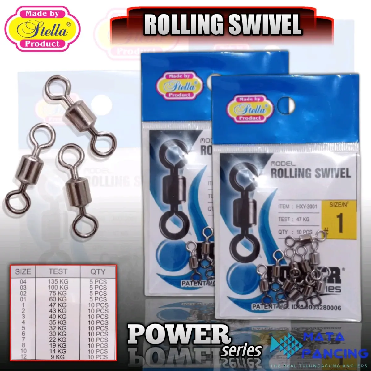Stella rolling swivel black nikel murah kuat untuk casting atau galatama cocok untuk di air asin maupun di air tawar