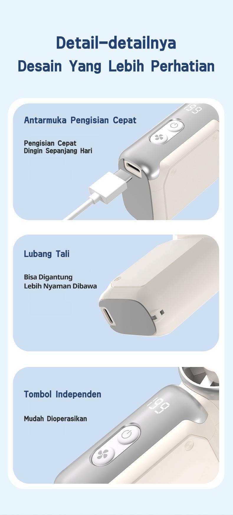 Kipas Angin USB Turbo Kipas Mini Digital Display Handheld Fan Kipas Angin Mini Portable High-speed Mini Kipas Tangan 15000RPM Kipas Strong Wind 120 Gear Wind Digital Display Adjustable