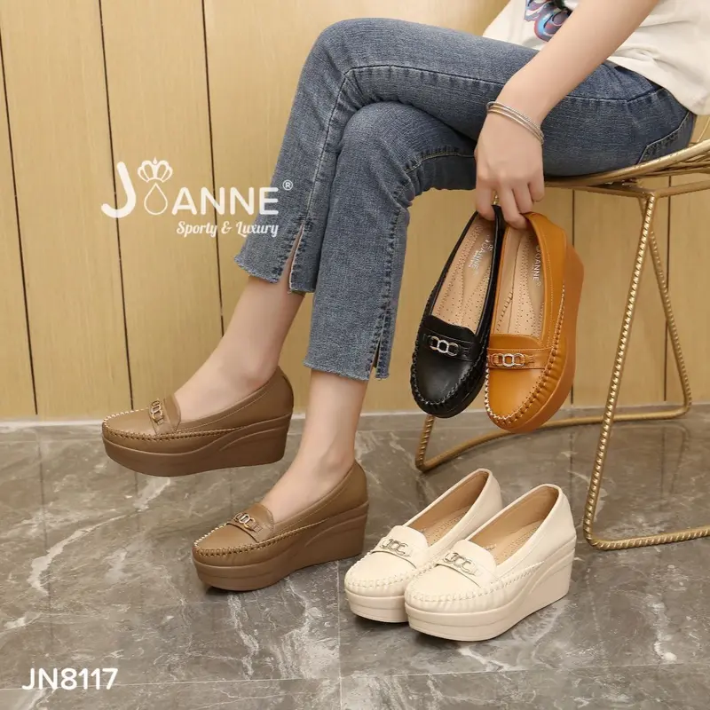 JOANNE High Heels Wedges Shoes Wanita JN8117 Black BLACK 40