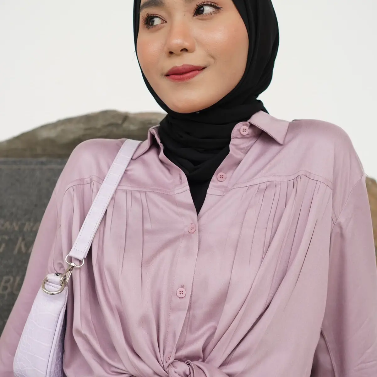 Zanitha Shirt kemeja rayon twill kerut oversize