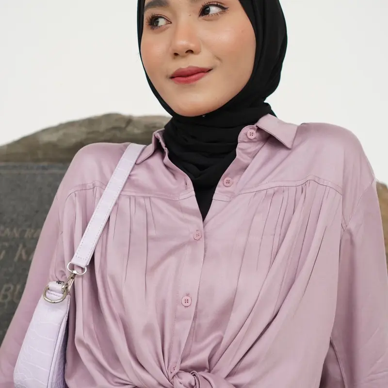 Zanitha Shirt kemeja rayon twill kerut oversize 0