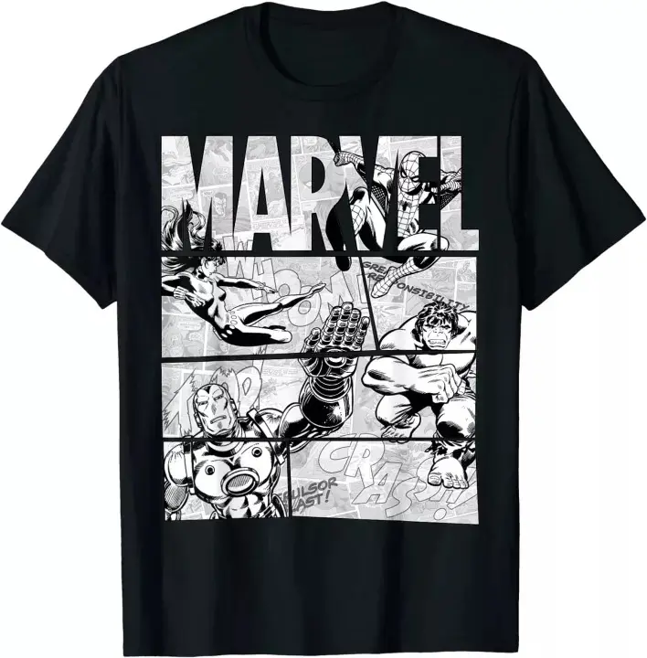 kaos marvel avenger retro black and white comic