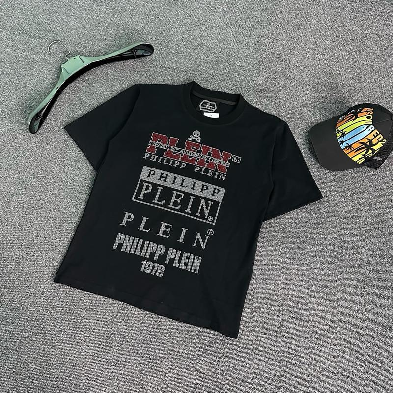 Áo Phônh Cotton Nam Đính Đá Philip Plien , Áo Phông Nam Quảng Châu Logo Đầy Đủ Menswear