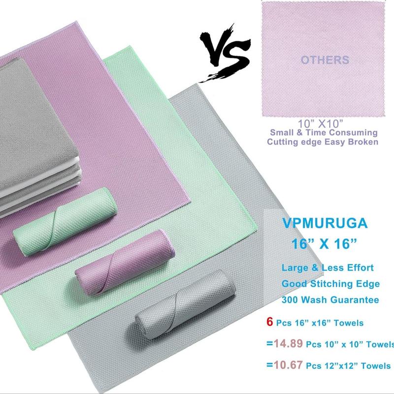 Fish Scale Pattern Cleaning Cloth, 6pcs/set Reusable Streak Free Mirror Polishing Cloth, Cleaning Rag for Car Glass, Home Care Supplies 7