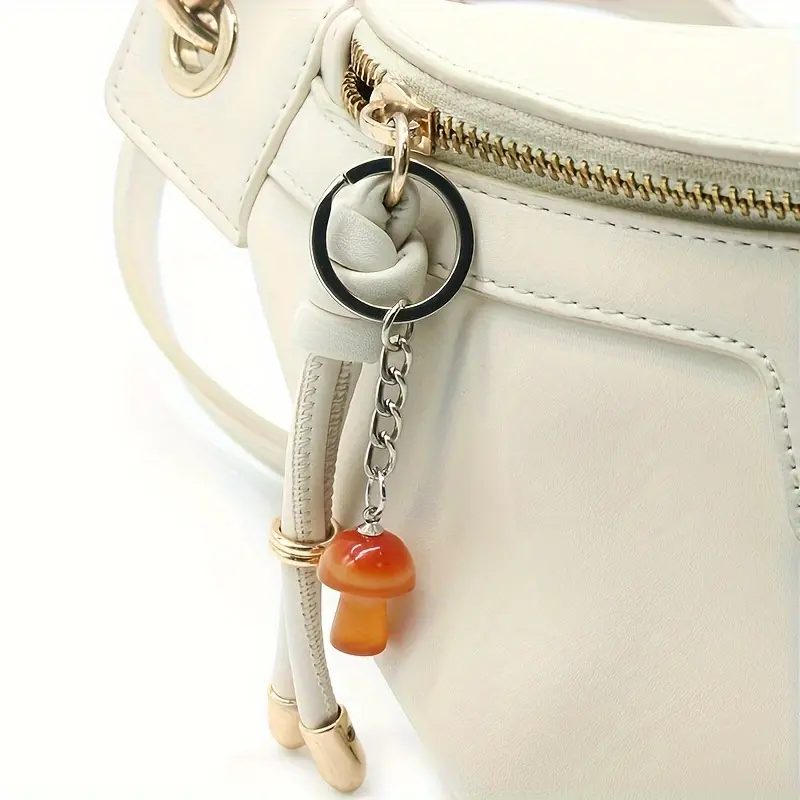 10pcs Natural Stone Mushroom Keychain Bag Pendant Small Gift 4