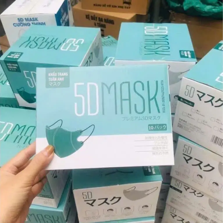 10 CHIẾC Khẩu trang y tế 5D 3 lớp vải không dệt & giấy kháng khuẩn tuấn anh