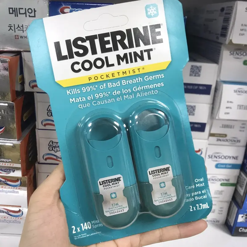 Kẹo lá ngậm thơm miệng Listerine PocketPaks Fresh Burst 72 miếng hàng Úc/ Xịt thơm miệng bạc hà xanh lá, đỏ, xanh dương 3