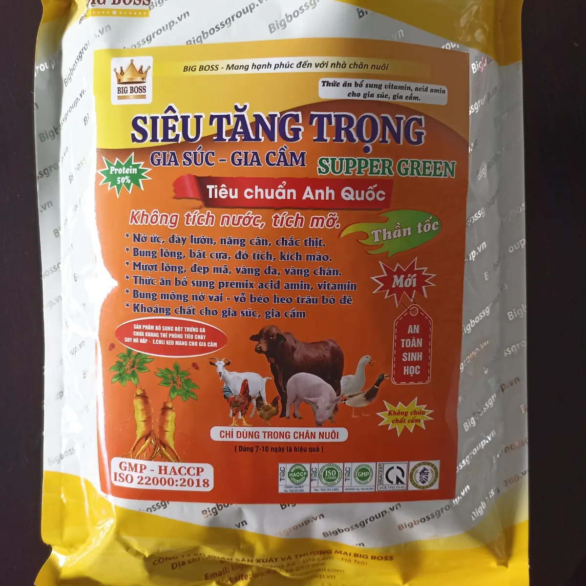 CÁM SIÊU TĂNG TRỌNG SUPPER GREEN CHO GIA SÚC - GIA CẦM ( gói 100g ) thuoc  thú