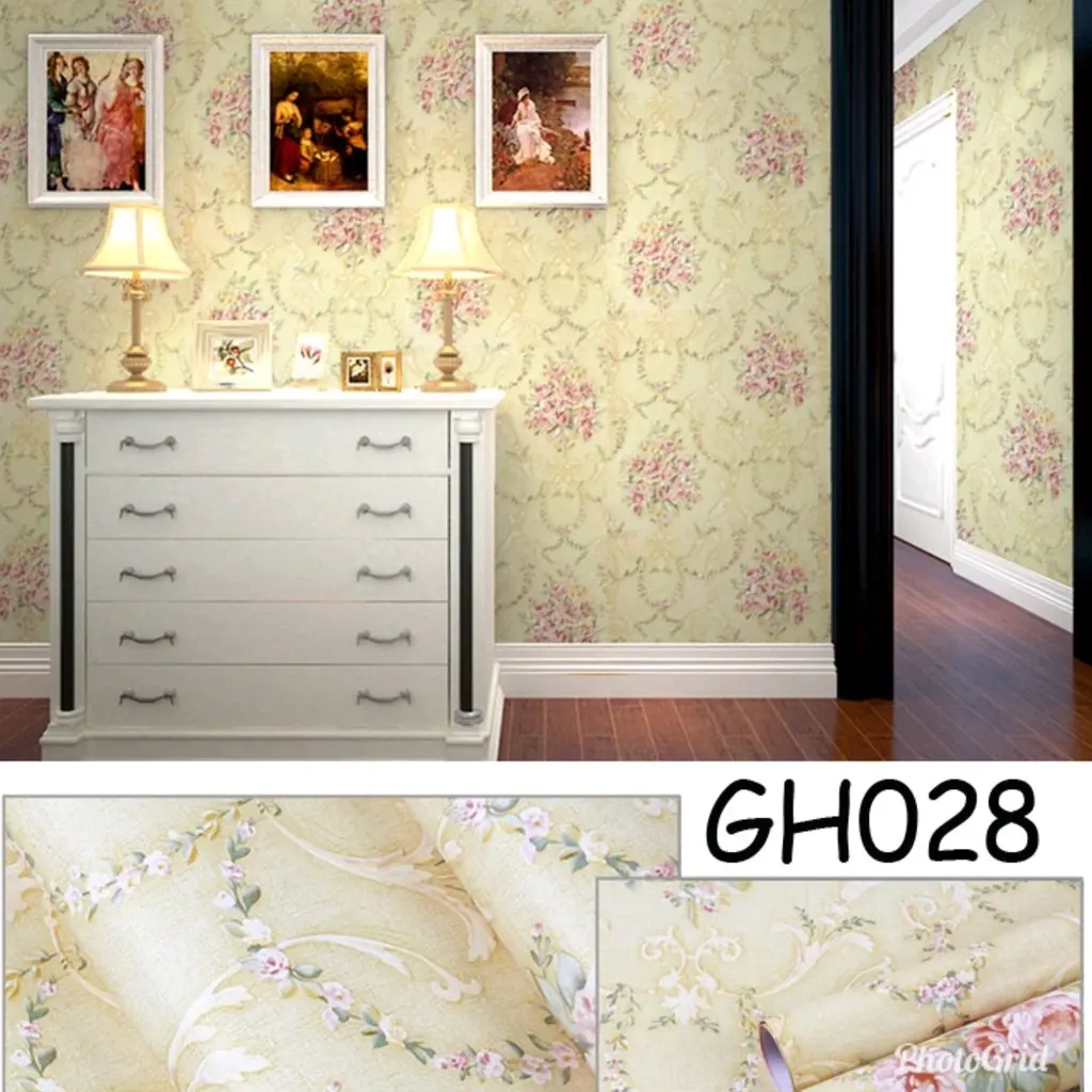 SHABBY CREAM Wallpaper Dinding Dekorasi Rumah panjang 10 meter lebar 45 cm
