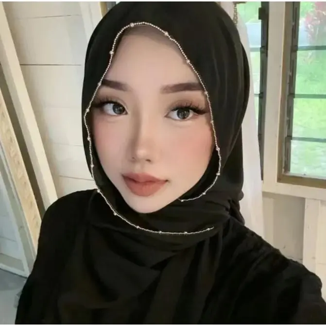 New Solid Color Headscarf, Imitation Silk Long Scarf, Broken Seam Metal Chain Long Scarf, Gauze Scarf, Fashion Headscarf