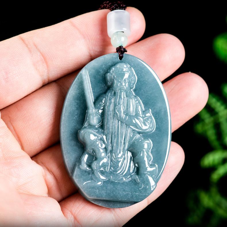Natural A jadeite blue water Taoist primeval pendant pendant jade pendant 2