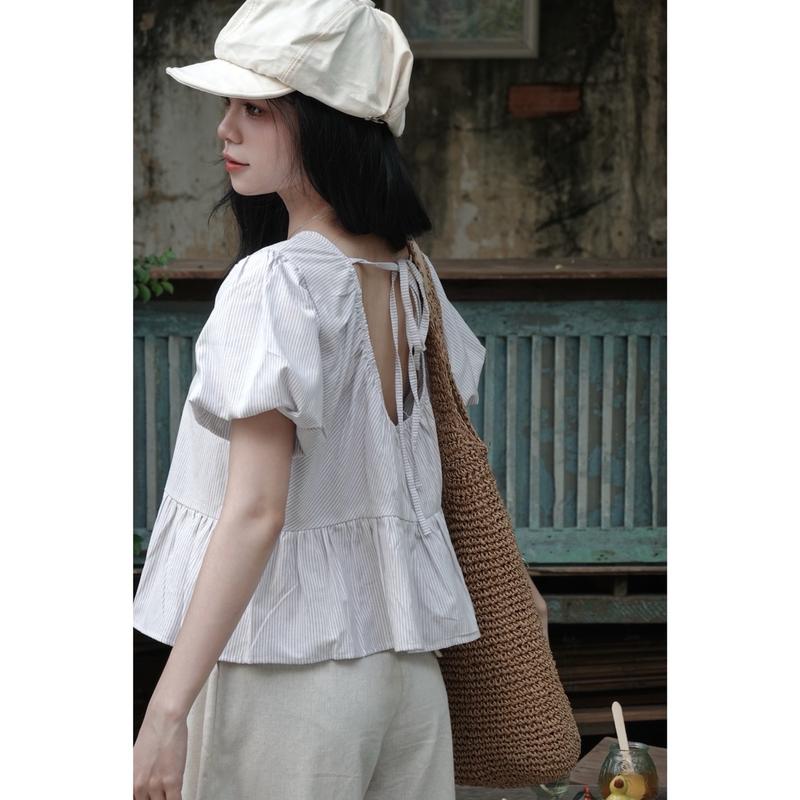 [SMOR ROOM] NOLU Áo babydoll cột nơ lưng NOLU