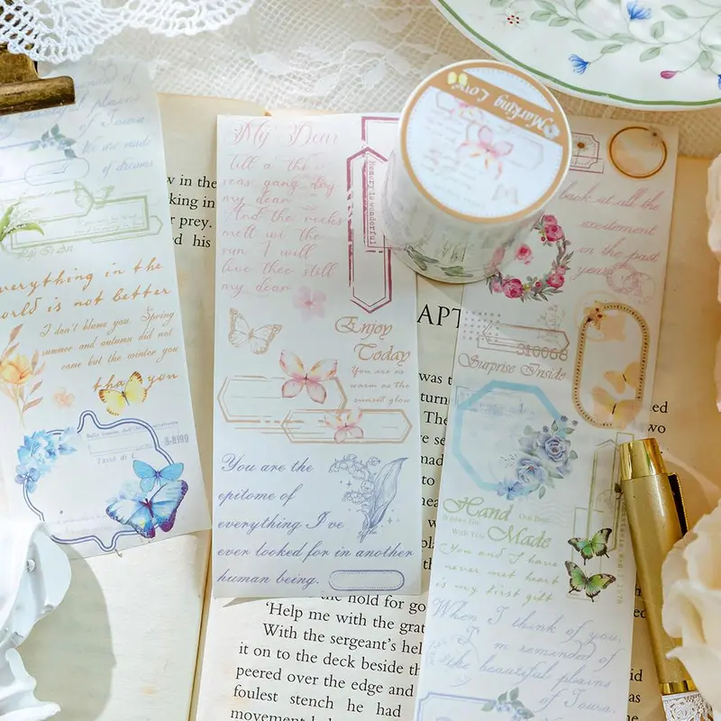 Cute Watercolor Flower & Girl Pattern Washi Tape, Waterproof Self Adhesive Decorative Sticker, DIY Decorative Supplies for Scrapbooking & Journal Making and Gift Wrapping 2