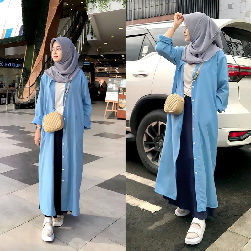 Product Introduction of RED Dress Kemeja Leisis Oversize 1223/Long Tunik Wanita/Cardigan Panjang kekinian Casual look 4