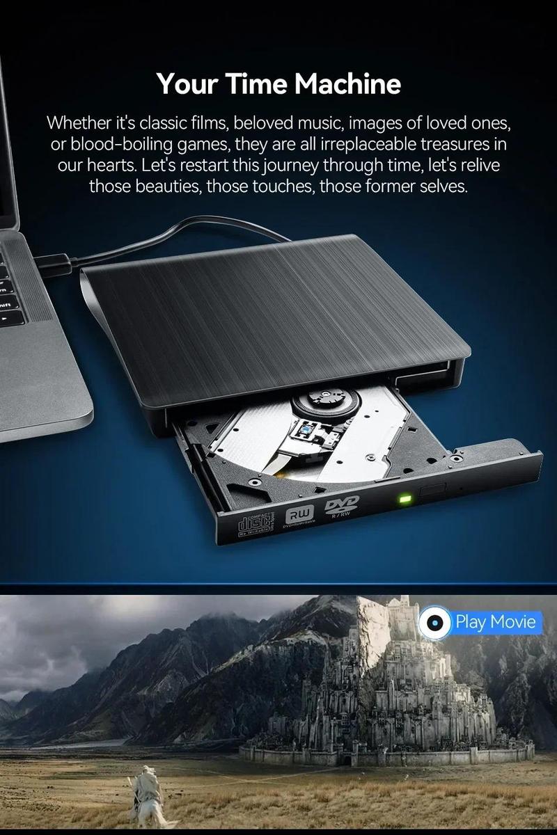 Product Introduction of External DVD CD Drive, USB3.0, Portable Burner Player, for Desktop and Notebook Computer, Optical Drive Burner, Compatible with Laptop and PC 28