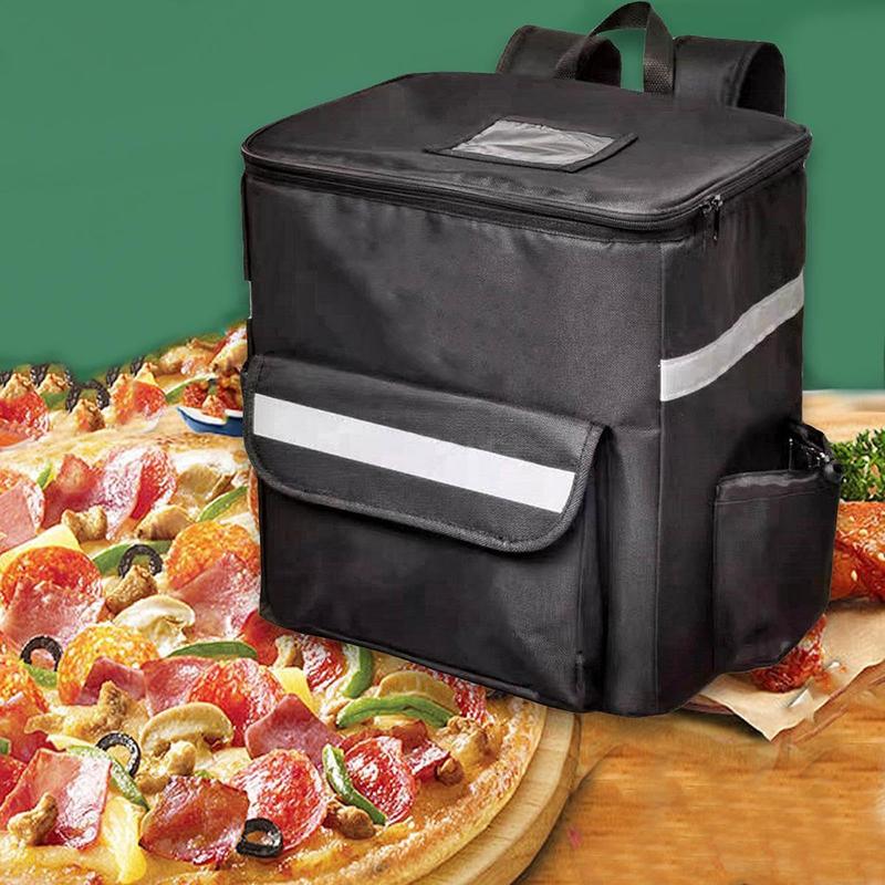 Insulated Food Delivery Backpack - Thermal Pizza Bag With 4 Cup Holders