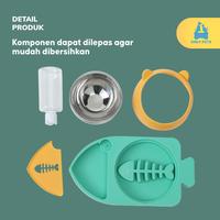 Gambar ONLY PETS Tempat Makan Minum Bentuk Kucing Ikan + Slow Feeder 3 in 1 - Biru dari Only Pets Kota Administrasi Jakarta Pusat 5 Tokopedia