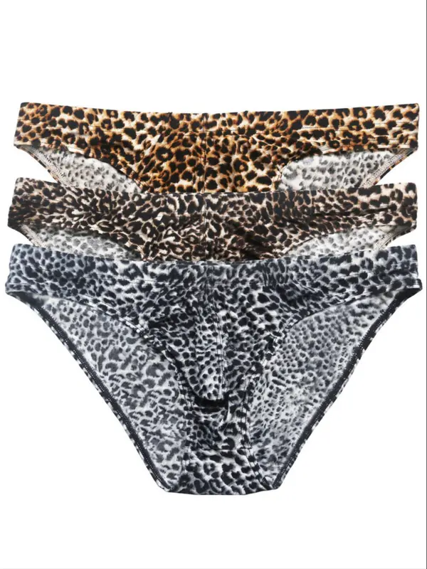 Men's Leopard Print Underwear, Breathable Comfortable Underwear for Daily Wear, Casual Men's Underwear for All Seasons 0