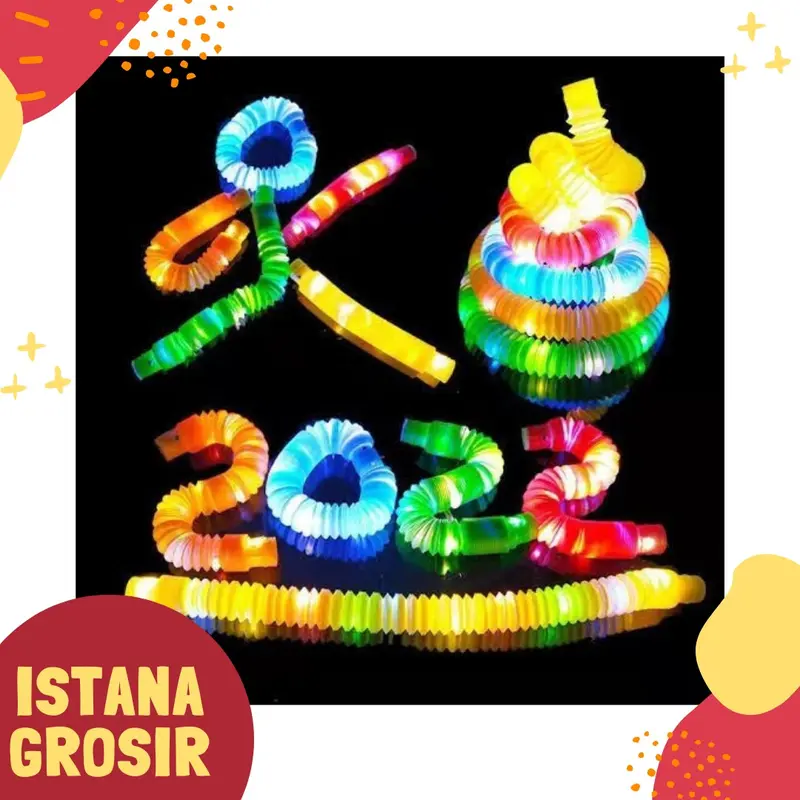 Pop light Mainan anak Light Up Pop Tubes Pop Pipes Lampu Stick Pipa Selang Fidget Toy Game Cowok 2