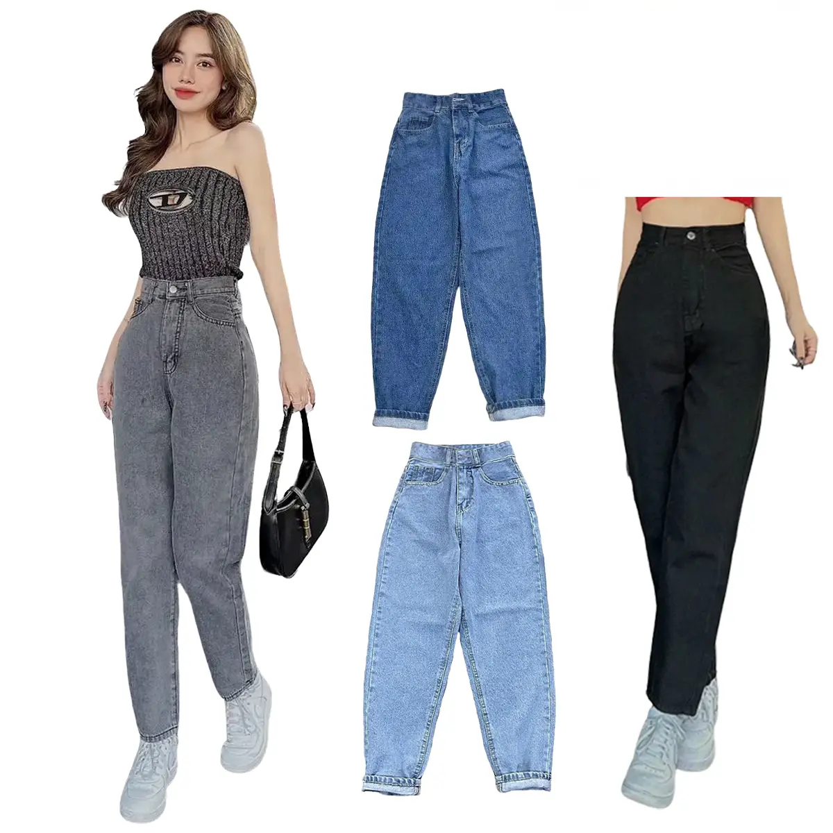 Quần Jean Baggy, Jeans Storevn, Thiết Kế bò Fom Baggy, Chất Jean Cao Cấp Mềm Mịn, Không Phai Mầu, Tôn Dáng Thời Trang size S.M.L Denim,Pants women