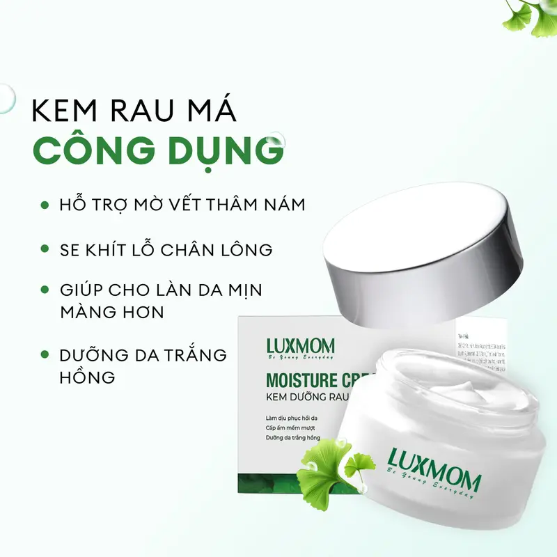 Kem Dưỡng Rau Má Luxmom 20G + Hỗ Trợ Trắng Da, Cấp Ẩm Chuyên Sâu 2