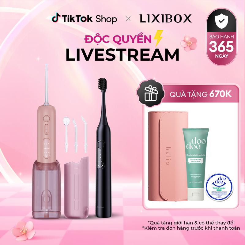 [LIVE ĐỘC QUYỀN] Máy Tăm Nước 2 Bình Thay Thế Halio UltraClean Cho Răng Niềng + Bàn Chải Điện Halio SonicLite Electric Toothbrush - Ocean Blue