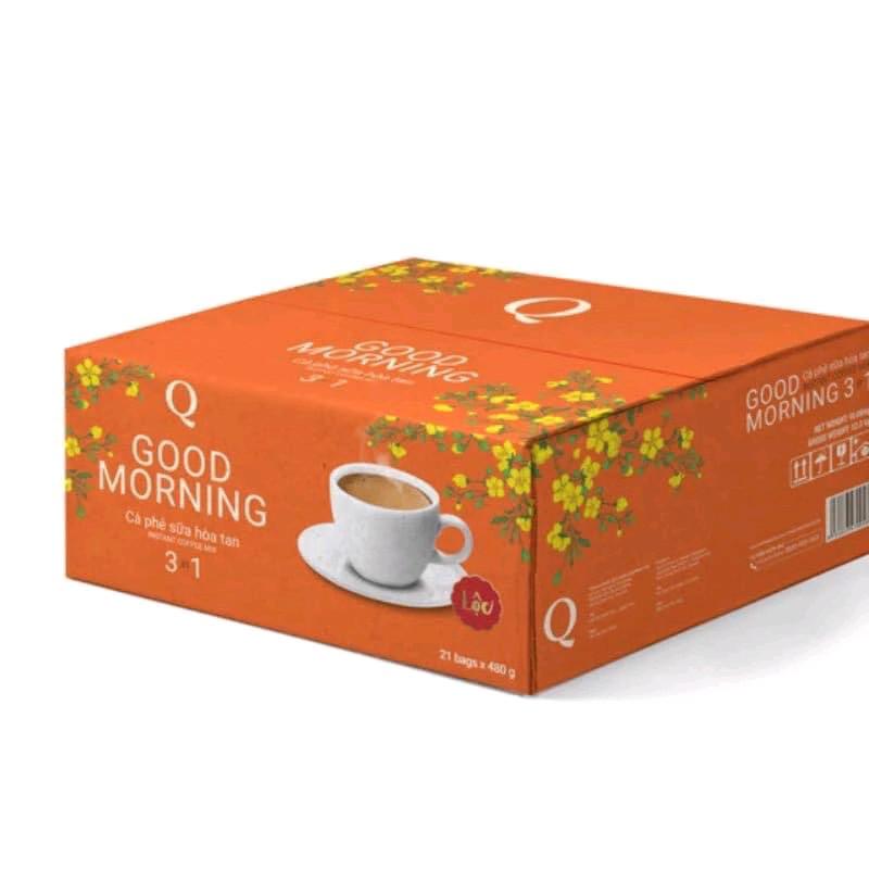 ( Sale )Thùng cà phê trần quang Goodmorning có 21 bịch nhỏ mỗi bịch có 24 ống nhỏ 20gram coffee   coffee Cafe cà  phê   coffee caphe na coffee