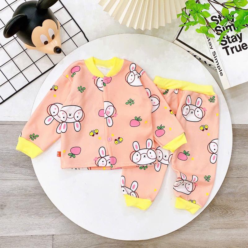 Combo 5 bộ nỉ bông,cài khuy trước cho bé gái ,họa tiết đễ thương 5
