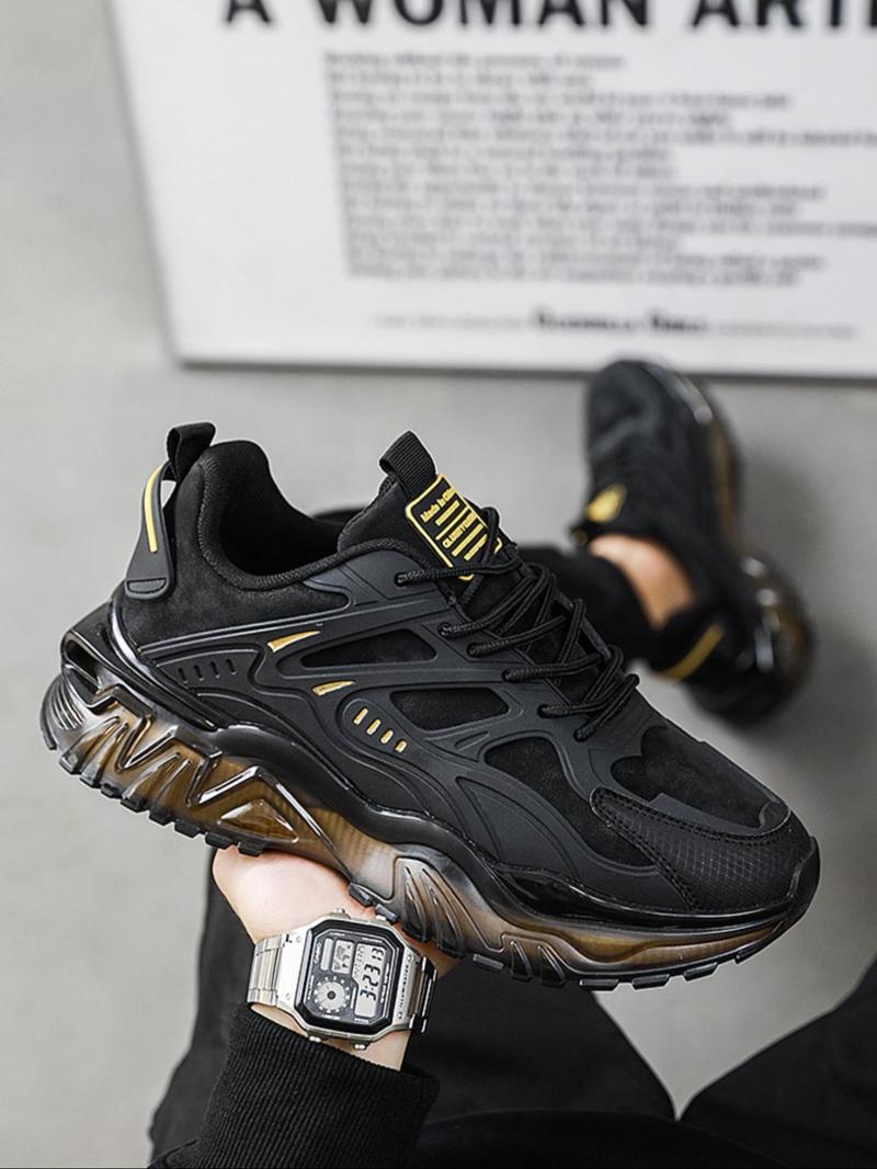 Product Introduction of Men's Fashionable Lace Up Low Top Sneakers, Casual Comfortable Sports Running Shoes, Trendy All-match Chunky Sneakers for Daily Wear 3