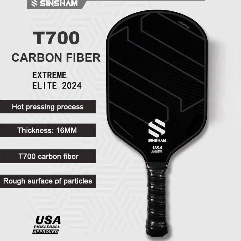 Professional 16mm Paddles T700 Carbon Fiber Hot Pressing Pickleball Rackets SINSHAM Pickle Ball Bat Paddle Rough Surface with Granular Abrasions