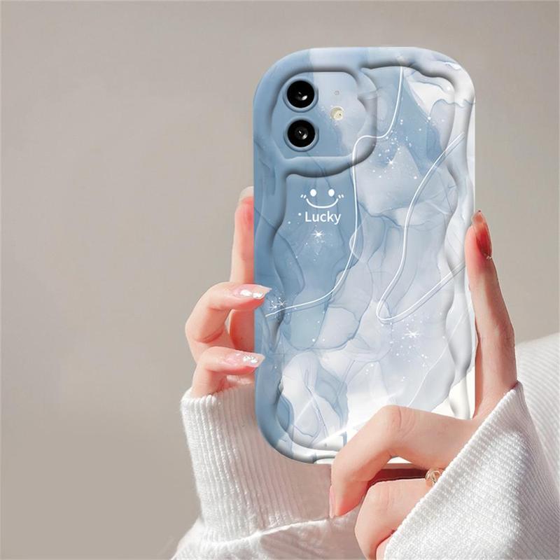 Casing hp ViVO Y27 Y36 Y17S Y16 Y15s Y12S Y02 Y22 Y21 Y20 Y02A Y02T Y35 Y11 Y17 Y15 Y12 Y30i  Y20s Y22s Y21A Y12i Y21s Y15A Y33s Y31 Y51 Y91C Y91 Casing Sampul Lembut Mengkilap Tepi Melengkung Bergelombang 3D Smiley Lucky  MUHAMAD 8